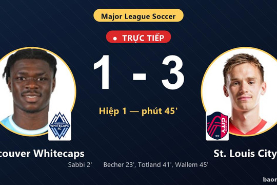 Trực tiếp Vancouver Whitecaps vs St. Louis City: Hiệp 2 bắt đầu, St. Louis City dẫn 3-1