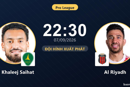 Trực tiếp Al Khaleej Saihat vs Al Riyadh: Thế trận giằng co và khan hiếm cơ hội, chưa có bàn thắng