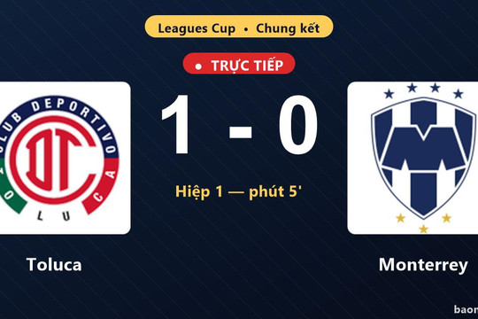 Trực tiếp Toluca vs Monterrey: Hiệp 2 bắt đầu, Toluca dẫn 1-0