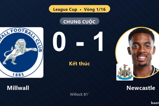 Hạ Millwall trên sân khách, Newcastle vào vòng 1/8 League Cup