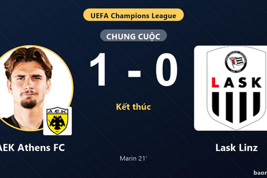 AEK Athens FC khởi đầu thuận lợi, Lask Linz trắng tay rời Allwyn Arena