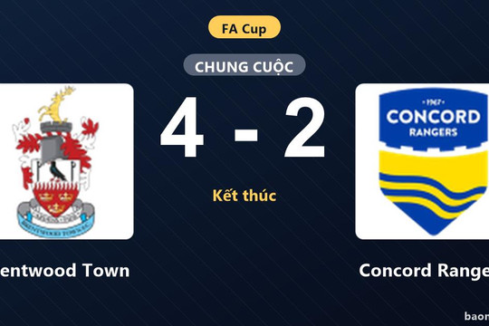 Brentwood Town thắng kịch chiến trước Concord Rangers tại FA Cup