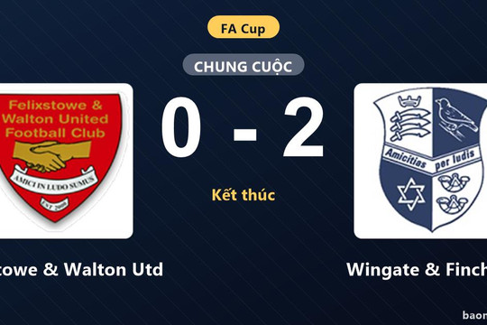 Thắng 2-0, Wingate & Finchley gieo sầu cho Felixstowe & Walton Utd tại FA Cup