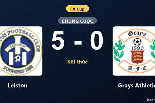 Leiston thắng đậm Grays Athletic ở trận đá lại vòng loại FA Cup