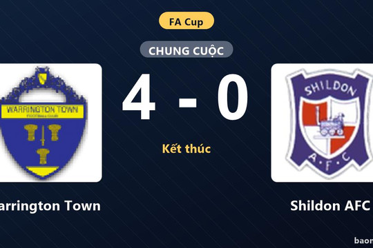 Warrington Town thắng đậm 4-0 trước Shildon AFC ở trận đá lại FA Cup