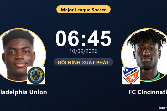 Trực tiếp Philadelphia Union vs FC Cincinnati: FC Cincinnati mất người