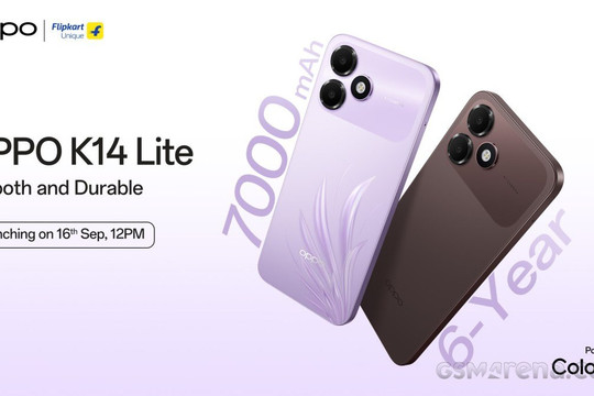 OPPO K14 Lite chính thức ấn định ngày ra mắt 16/9 cùng viên pin 7.000 mAh hoạt động bền bỉ