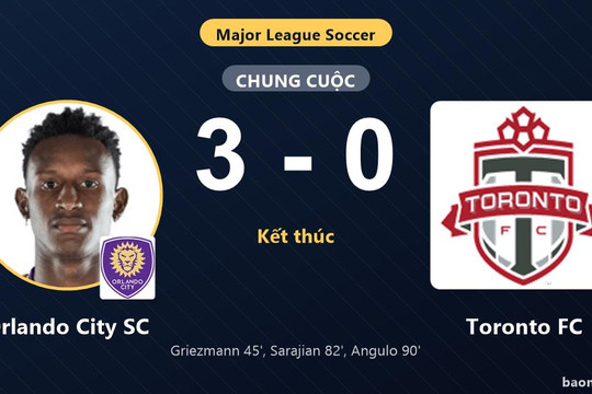 Thắng đậm Toronto FC 3-0, Orlando City SC cùng đối thủ vào vòng 1/16 MLS