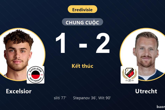 Thua Utrecht 1-2 ở phút 90, Excelsior lỡ cơ hội áp sát tốp đầu Eredivisie