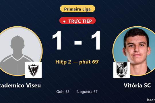 Trực tiếp Academico Viseu vs Vitória SC: Vitória SC gỡ hòa 1-1