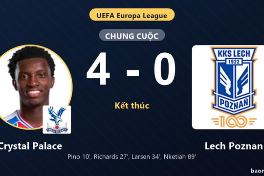 Crystal Palace ra quân tưng bừng, Lech Poznan nhận thất bại nặng nề tại Europa League