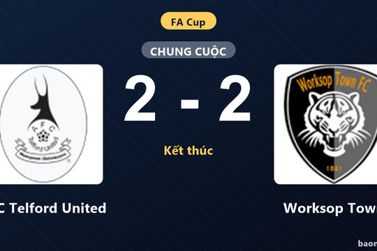 Bất phân thắng bại, AFC Telford United và Worksop Town hòa 2-2 ở vòng loại FA Cup