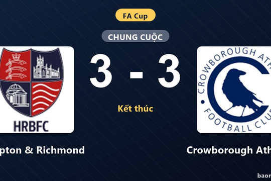 Hampton & Richmond chia điểm với Crowborough Athletic tại vòng loại FA Cup