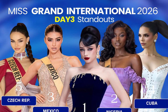 Emoura Phạm dẫn đầu bảng xếp hạng thời trang ngày thứ 3 tại Miss Grand International 2026