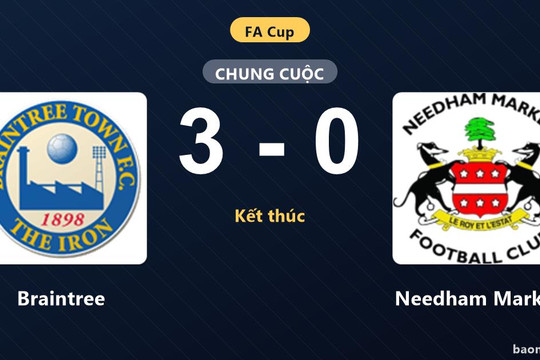 Thắng đậm Needham Market, Braintree tạo dấu ấn tại FA Cup