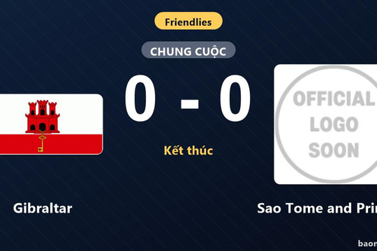 Gibraltar bất phân thắng bại với Sao Tome and Principe trong trận giao hữu