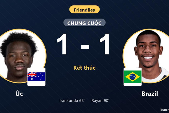 Rayan tỏa sáng phút 90, Brazil nhọc nhằn chia điểm với Úc