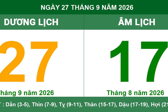 Lịch Âm Dương ngày 27/09/2026: Chi tiết giờ hoàng đạo và những lưu ý phong thủy cần biết
