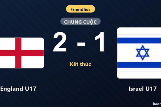 Thắng sát nút Israel U17, England U17 hưởng niềm vui ở trận giao hữu quốc tế
