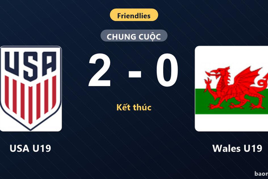 USA U19 thắng thuyết phục Wales U19 ở trận giao hữu quốc tế