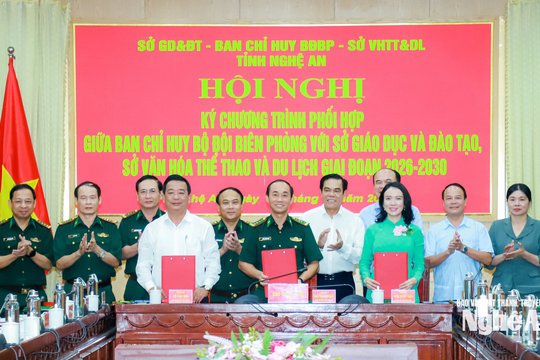 Ban Chỉ huy Bộ đội Biên phòng Nghệ An ký kết chương trình phối hợp với Sở Giáo dục và Đào tạo; Sở Văn hóa, Thể thao và Du lịch