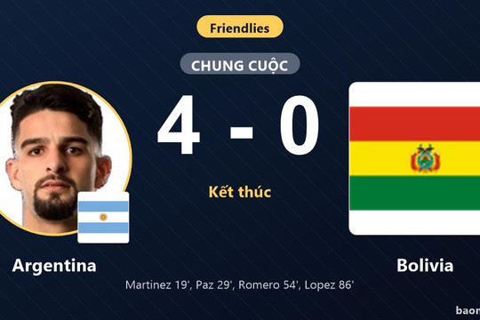 Thị uy sức mạnh, Argentina vùi dập Bolivia 4-0 trong trận giao hữu áp đảo