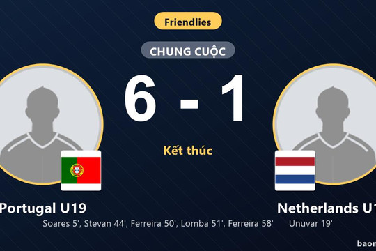 Thắng đậm Netherlands U19 6-1, Portugal U19 phô diễn sức mạnh vượt trội