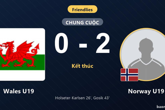 Norway U19 thắng thuyết phục 2-0, Wales U19 tiếp tục chìm trong bế tắc