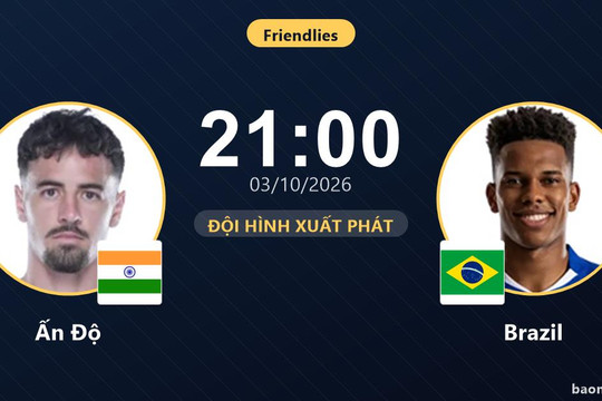 Trực tiếp Ấn Độ vs Brazil: Đội hình xuất phát