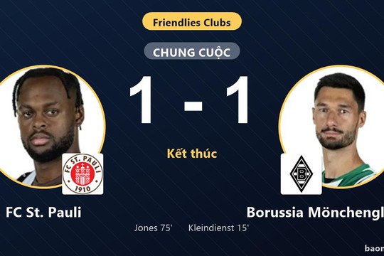 FC St. Pauli chia điểm với Borussia Mönchengladbach trong trận giao hữu