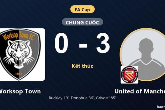 United of Manchester thắng thuyết phục Worksop Town tại vòng loại FA Cup