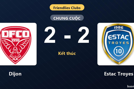 Dijon và Estac Troyes chia điểm sau trận hòa 2-2 ở loạt giao hữu
