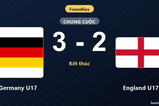 Germany U17 đánh bại England U17 ở trận giao hữu quốc tế