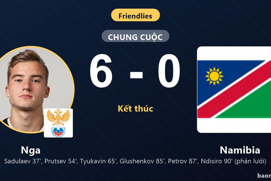 Vùi dập Namibia 6-0, Nga phô diễn sức mạnh vượt trội trên sân nhà