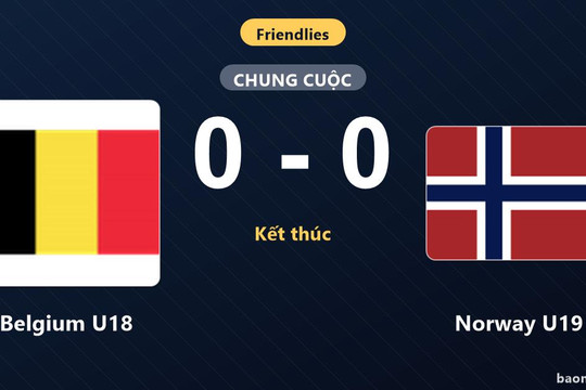 Belgium U18 chia điểm Norway U19 trong trận giao hữu không bàn thắng