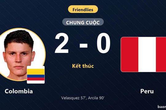 Vượt qua Peru 2-0 tại Miami, Colombia khẳng định sức mạnh ở trận giao hữu quốc tế