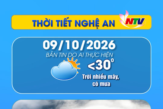 Thời tiết Nghệ An hôm nay - 09/10/2026