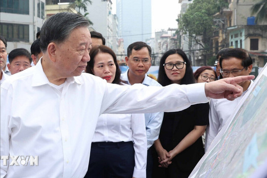 Tổng Bí thư, Chủ tịch nước Tô Lâm kiểm tra tiến độ thi công một số công trình, dự án trọng điểm của Thủ đô