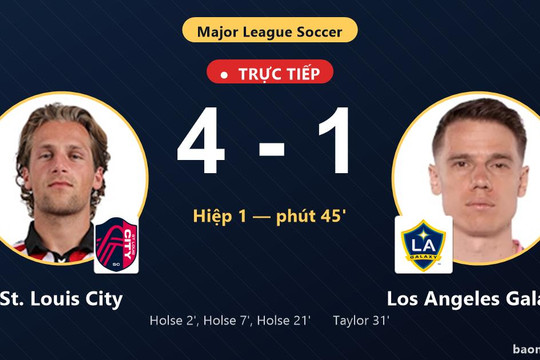 Trực tiếp St. Louis City vs Los Angeles Galaxy: St. Louis City nới rộng cách biệt 4-1