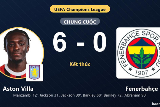 Vùi dập Fenerbahçe 6-0 tại Villa Park, Aston Villa vươn lên nửa trên bảng xếp hạng