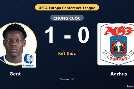 Gục ngã phút 87 trước Gent, Aarhus trắng tay ngày ra quân Conference League