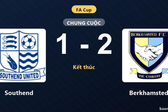 Ngược dòng hạ Southend 1-2, Berkhamsted gieo sầu cho chủ nhà tại Roots Hall