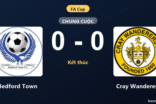 Bedford Town bất phân thắng bại với Cray Wanderers tại vòng loại FA Cup