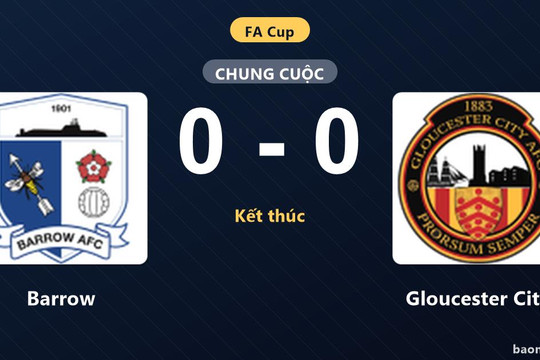 Barrow chia điểm với Gloucester City sau trận hòa không bàn thắng