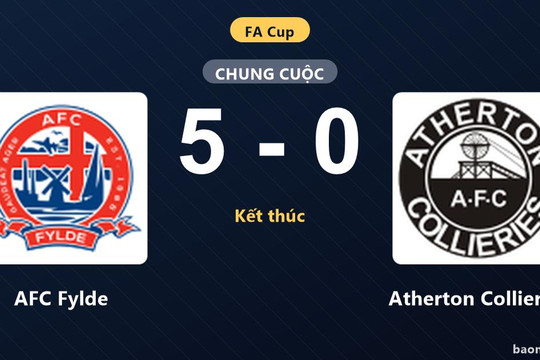 Vùi dập Atherton Collieries 5-0, AFC Fylde áp đảo hoàn toàn tại FA Cup