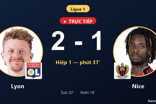 Trực tiếp Lyon vs Nice: Hiệp 2 bắt đầu, Lyon dẫn 2-1