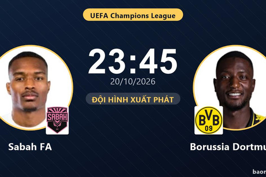 Trực tiếp Sabah FA vs Borussia Dortmund: Đội hình xuất phát