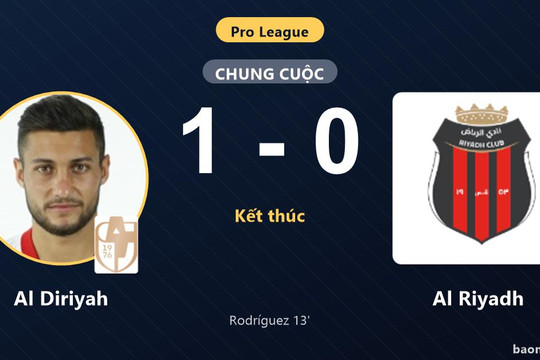 Hạ Al Riyadh 1-0, Al Diriyah vươn lên giữa bảng xếp hạng Pro League