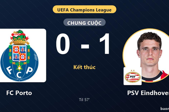 Thắng ngay tại Dragão, PSV Eindhoven đẩy FC Porto lún sâu vào khó khăn
