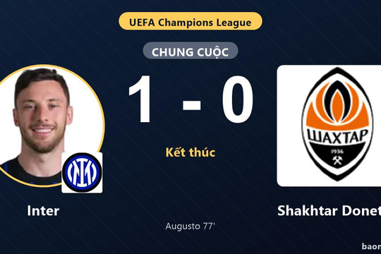Hạ Shakhtar Donetsk 1-0, Inter giải tỏa áp lực tại Champions League